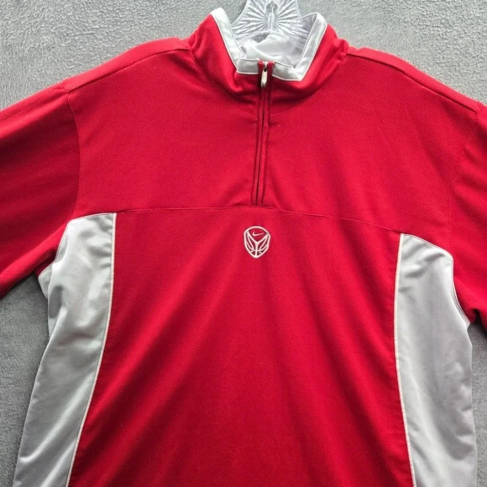 VINTAGE‎ Nike Men Shirt Large Red Logo Center Basketball Swoosh Dri Fit